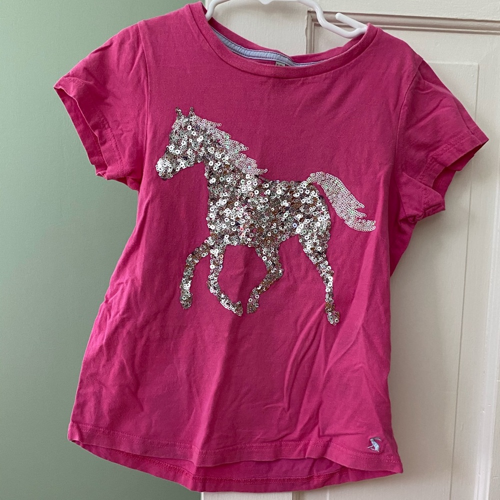 Joules girls size 9-10y sequined horse tee